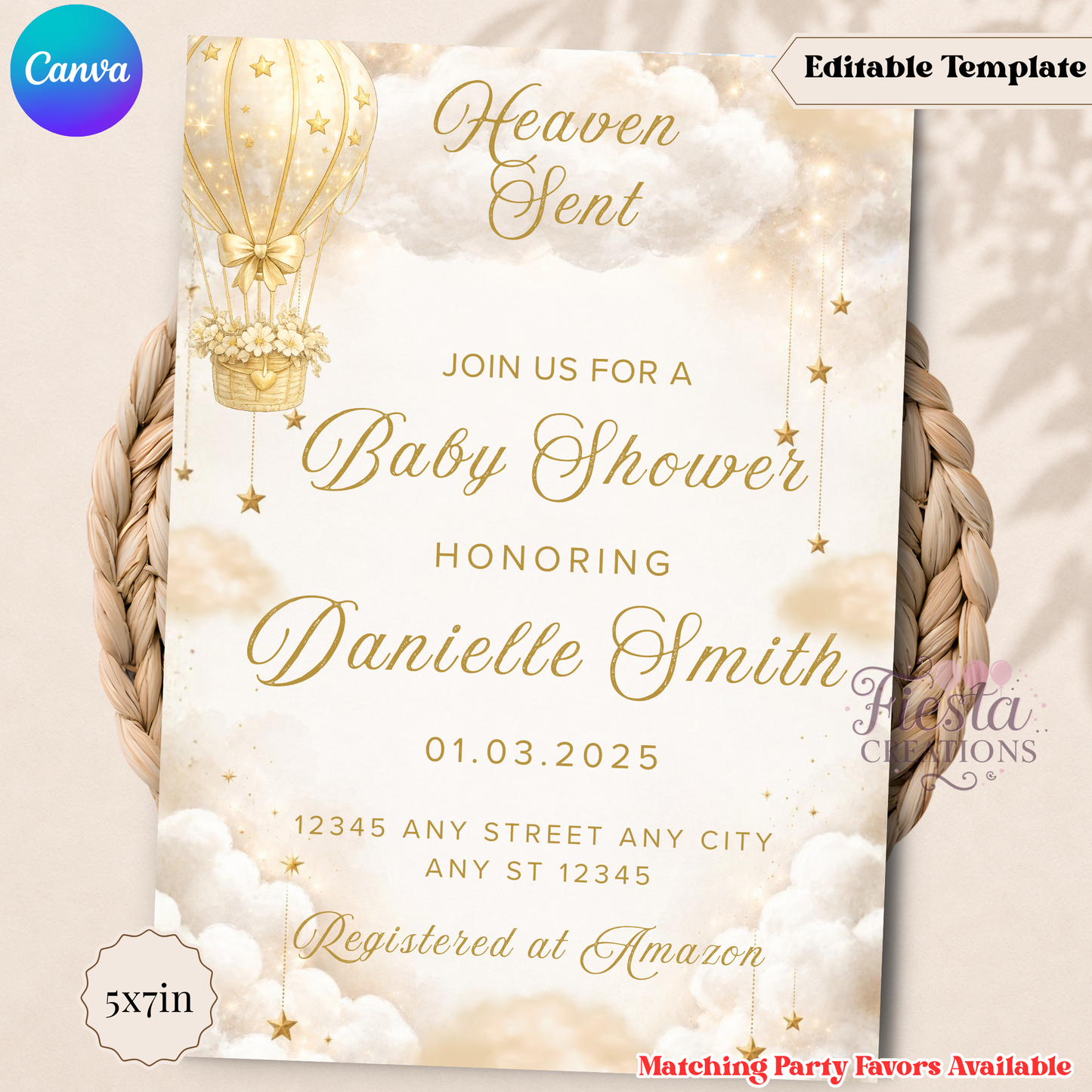 Heaven Sent Baby Shower 5x7in Invitation (Copy)