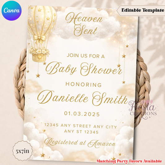 Heaven Sent Baby Shower 5x7in Invitation