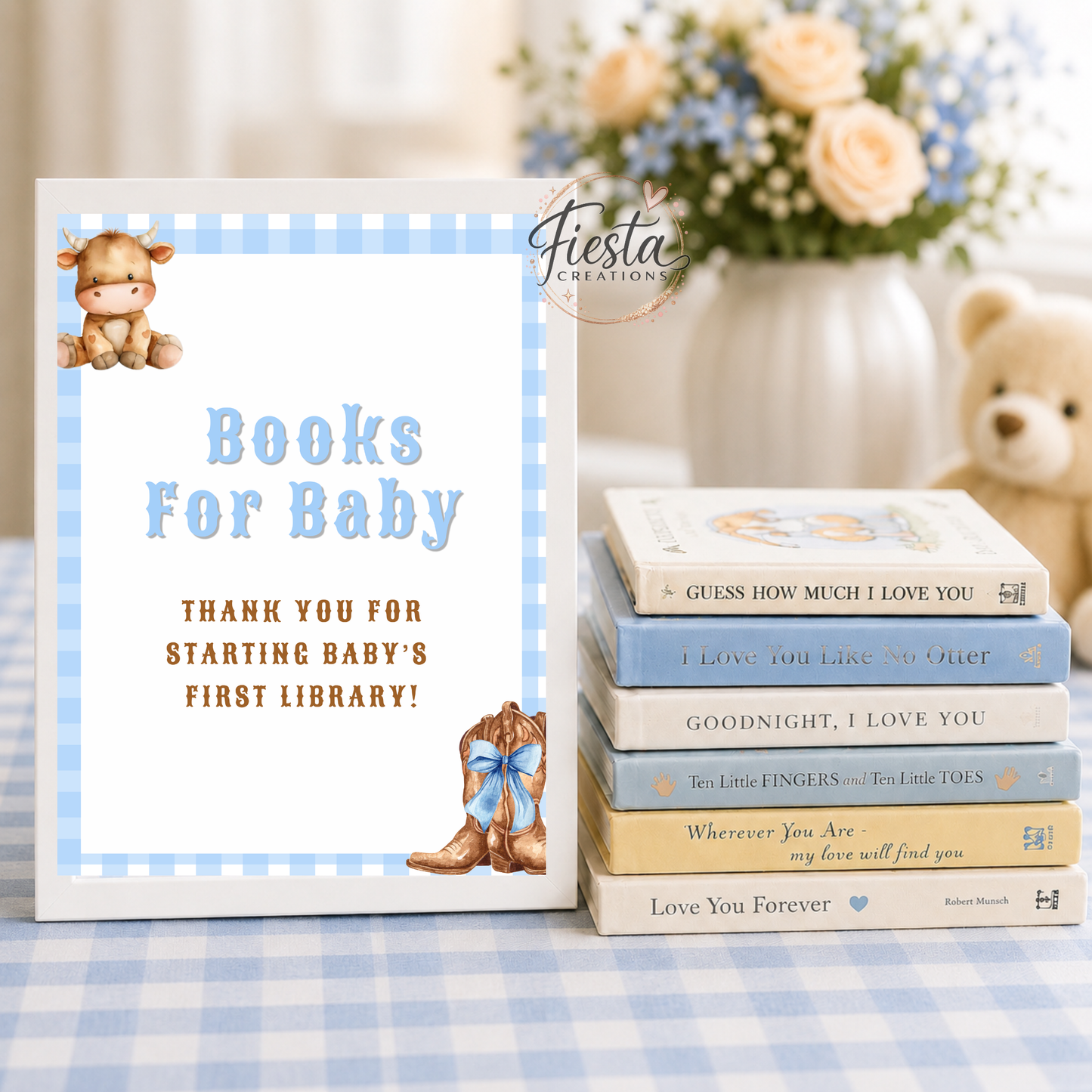 Blue Plaid Cowboy Baby Shower Games Bundle | 17 Games | 10 Signs + Bonus Thank You Tags Printable Files