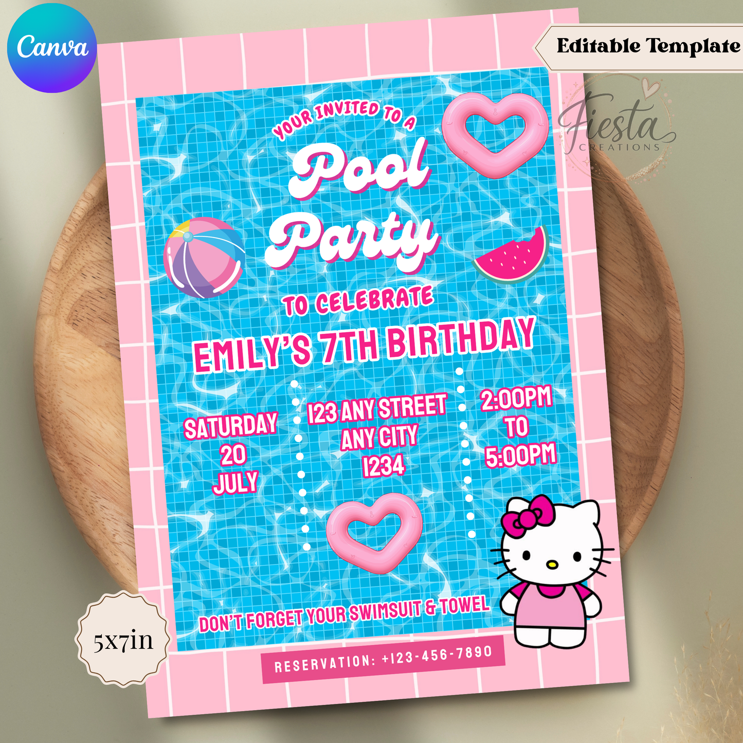 HK Pool Party Birthday Fiesta Bundle Templates
