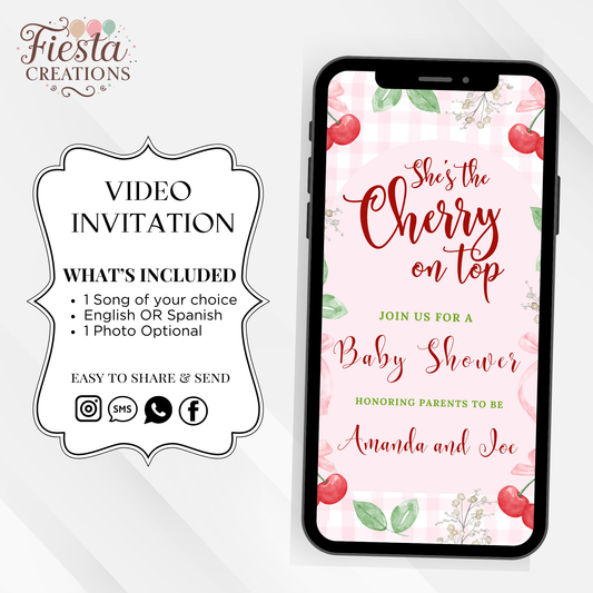 Cherry on Top Baby Shower Video Invitation