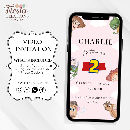 Pink Birthday Video Invitation