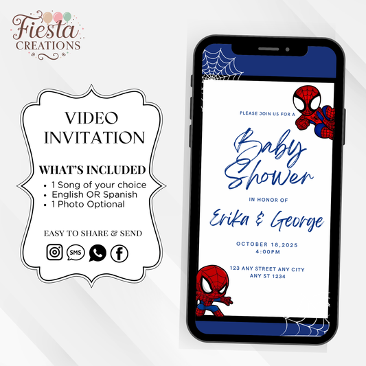 Blue Spider Baby Shower Video Invitation