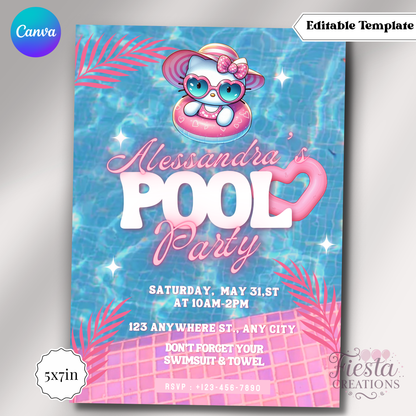 Pool Party 5x7in Invitation Template HK