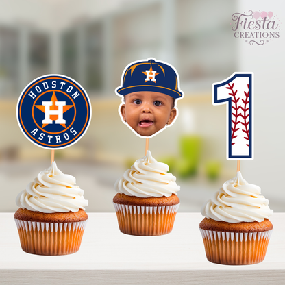 H-Town Baseball Cupcake Toppers