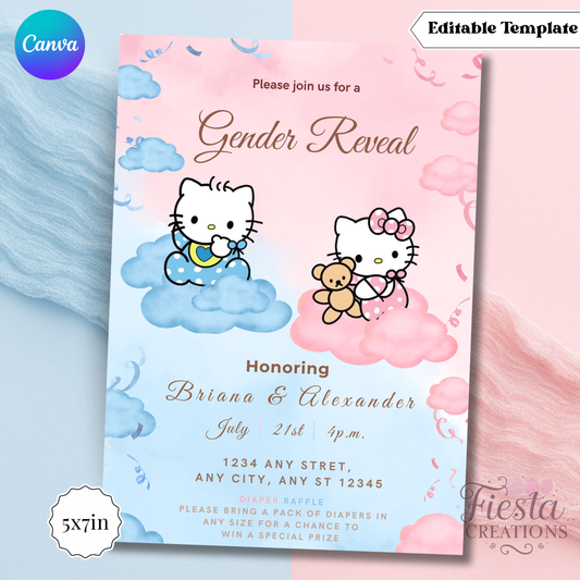 Daniel or HK Gender Reveal 5x7in Invitation Template