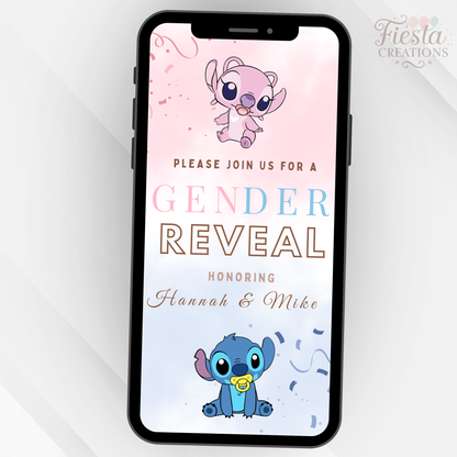 Stitch Gender Reveal Video Invitation