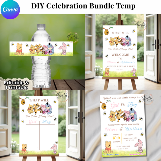 Winnie #2 Gender Reveal DIY Celebration Bundle