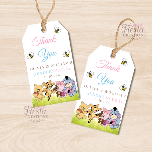 Winnie Gender Reveal Thank You Tags #2