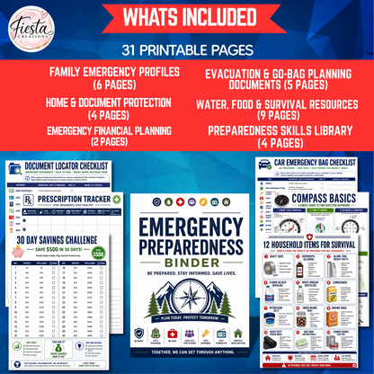 Emergency Preparedness Binder | 31 Essential Pages for Emergency Planning, Preparedness & Peace of Mind