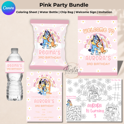 Pink Bluey Fiesta Bundle Templates