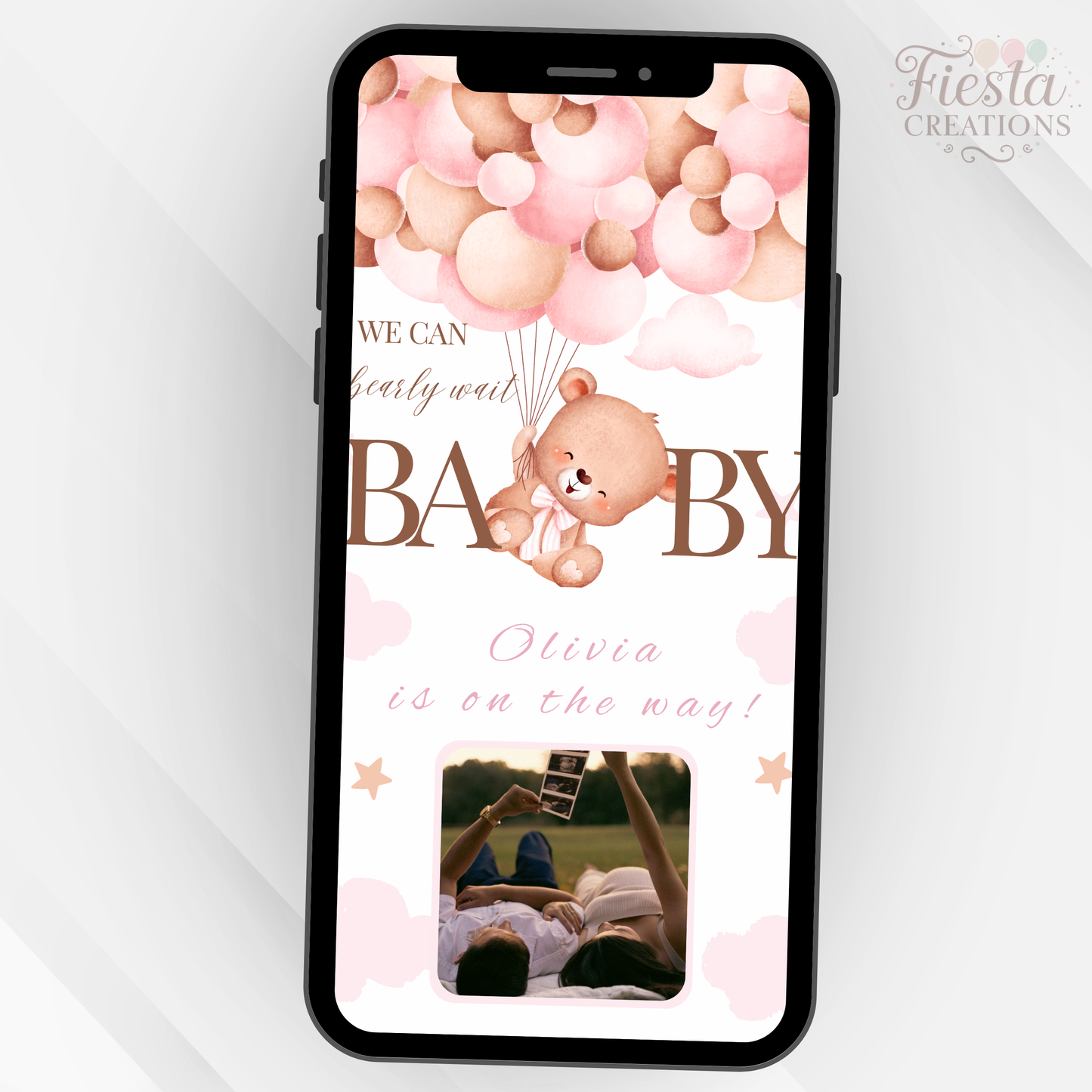 Pink Bear Baby Shower Video Invitation