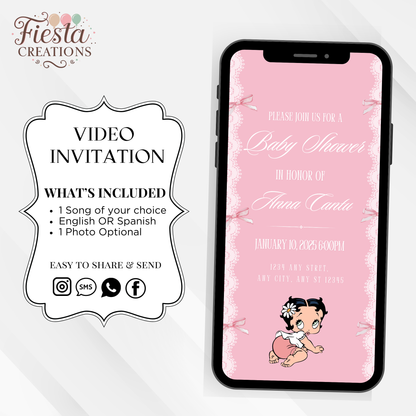 Coquette Betty Baby Shower Video Invitation