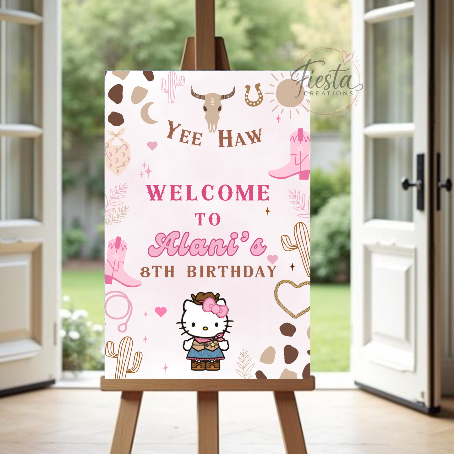 HK Cowgirl Birthday Welcome Sign Template 20x30in