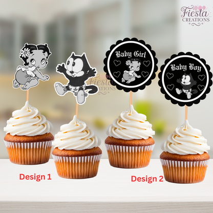 Betty or Felix Gender Reveal Cupcake Toppers