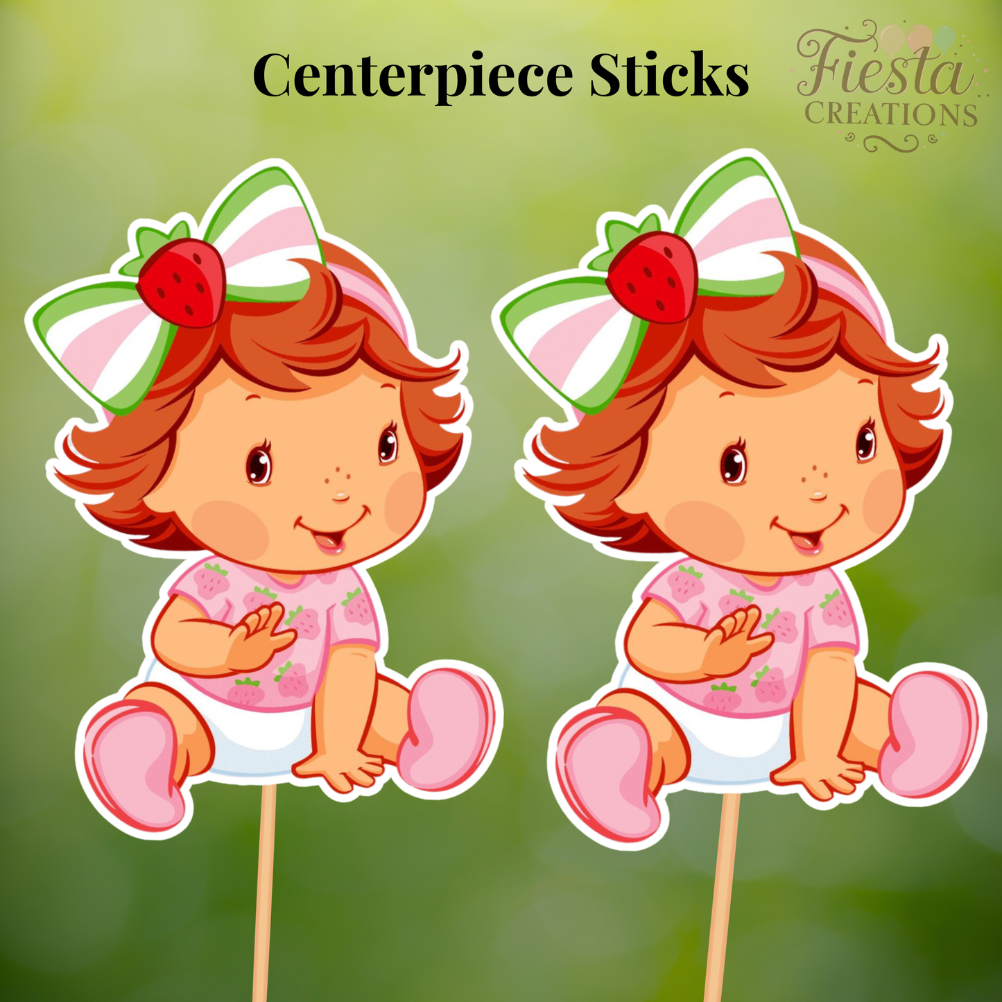Strawberry Baby Shower Centerpiece Sticks