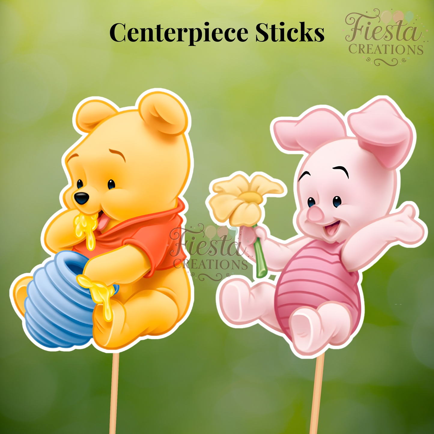 Piglet & Winnie Gender Reveal Centerpiece Sticks