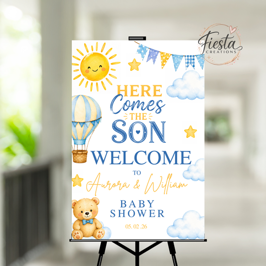 Here Comes the Son | Editable Canva Boy Baby Shower Welcome Sign