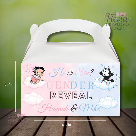 Betty or Felix Pink & Blue Gender Reveal Treat Box