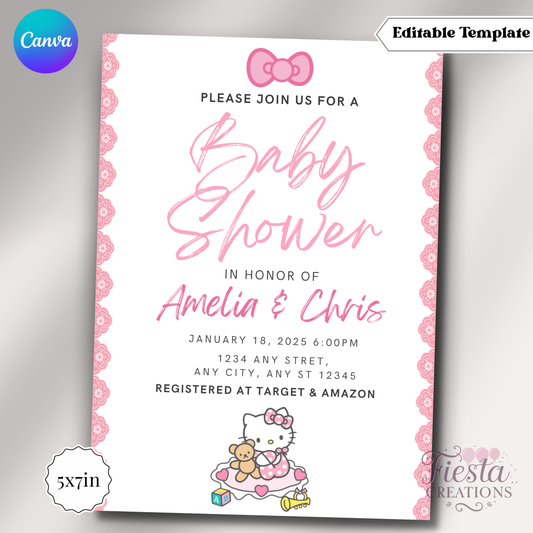 HK Bow White 5x7in Invitation Template