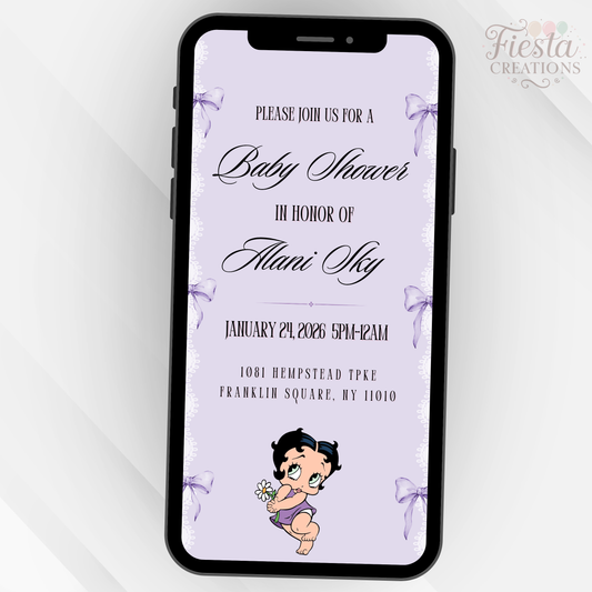 Purple Betty Baby Shower Video Invitation