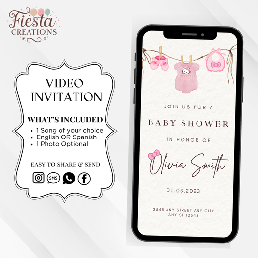 Pink HK Baby Shower Video Invitation