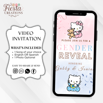 Gender Reveal Kitty Video Invitation