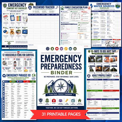 Emergency Preparedness Binder | 31 Essential Pages for Emergency Planning, Preparedness & Peace of Mind