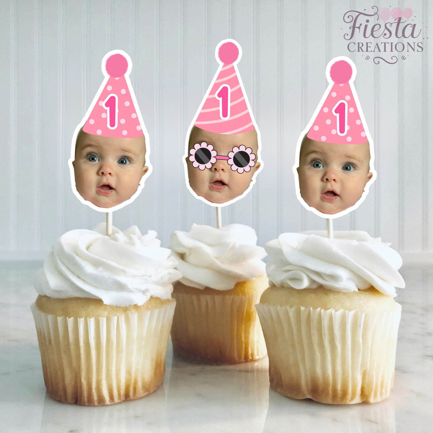 Pink Birthday Cupcake Toppers