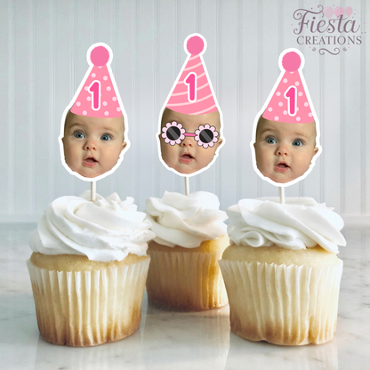Pink Birthday Cupcake Toppers