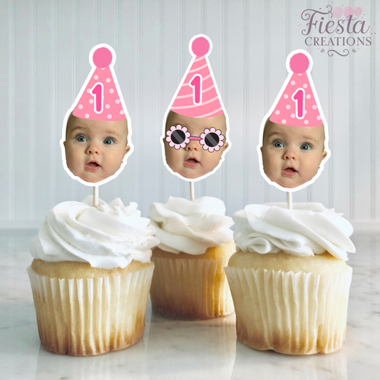 Pink Birthday Cupcake Toppers
