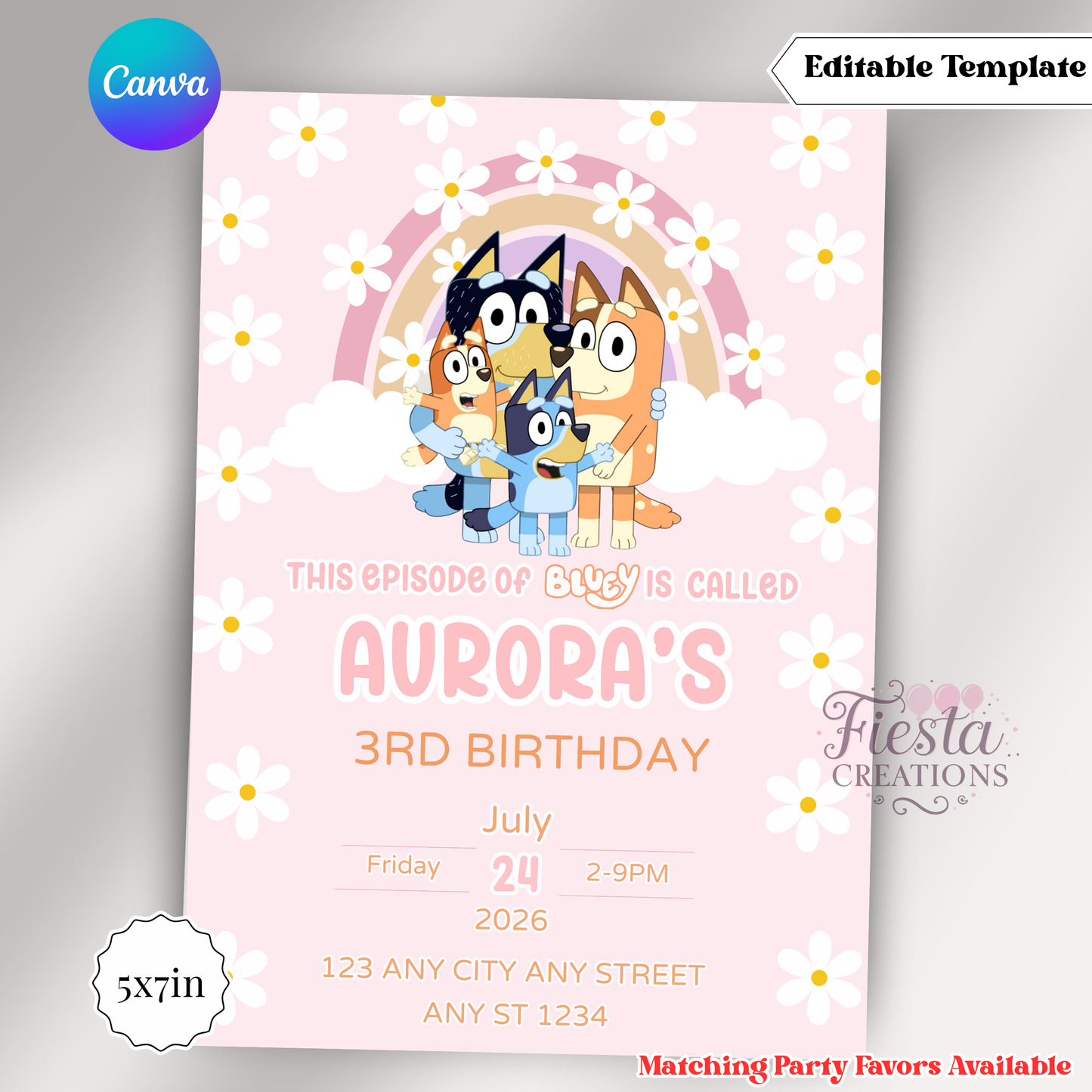 Pink Birthday | 5x7 Editable Template | Instant Download