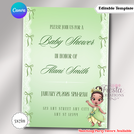 Princess Baby Shower Invitation | 5x7 Editable Template | Instant Download
