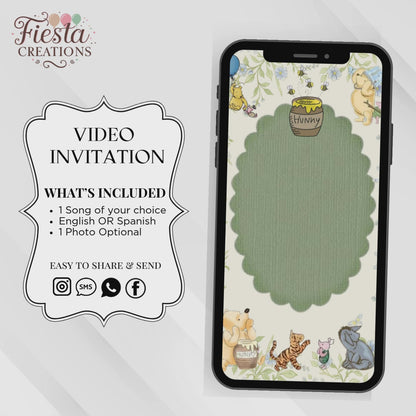 Green Winnie Baby Shower Video Invitation