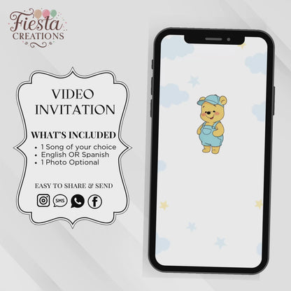 We can bearly wait Winnie Baby Shower Video Invitation