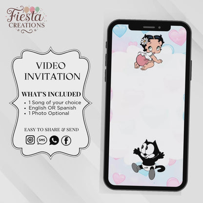 Betty or Felix Hearts Gender Reveal Video Invitation