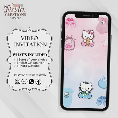 Gender Reveal Kitty Video Invitation