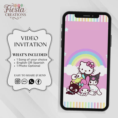 Kawaii Kitty Birthday Video Invitation