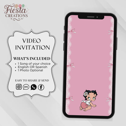Coquette Betty Baby Shower Video Invitation