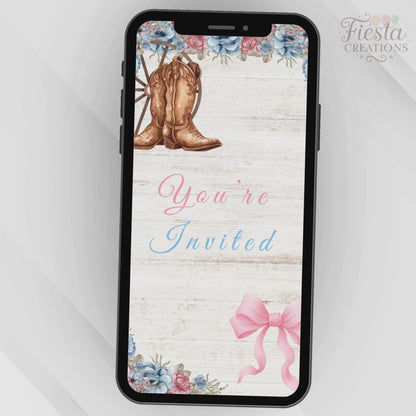 Boots or Bow Gender Reveal Video Invitation