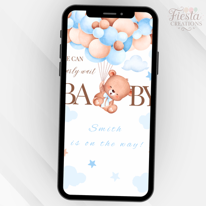 Blue Bear Baby Shower Video Invitation