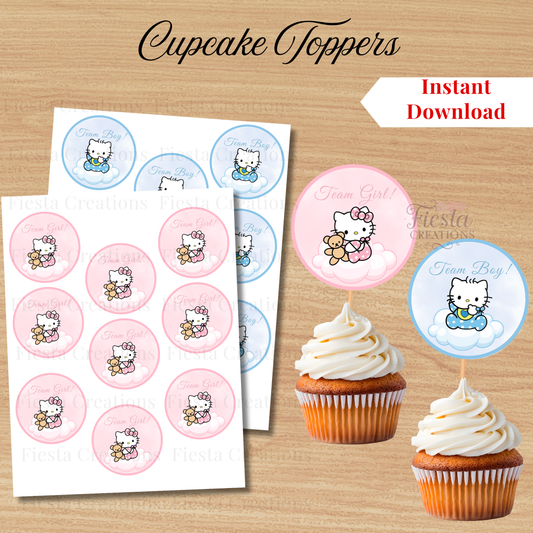 Printable HK Gender Reveal Cupcake Toppers