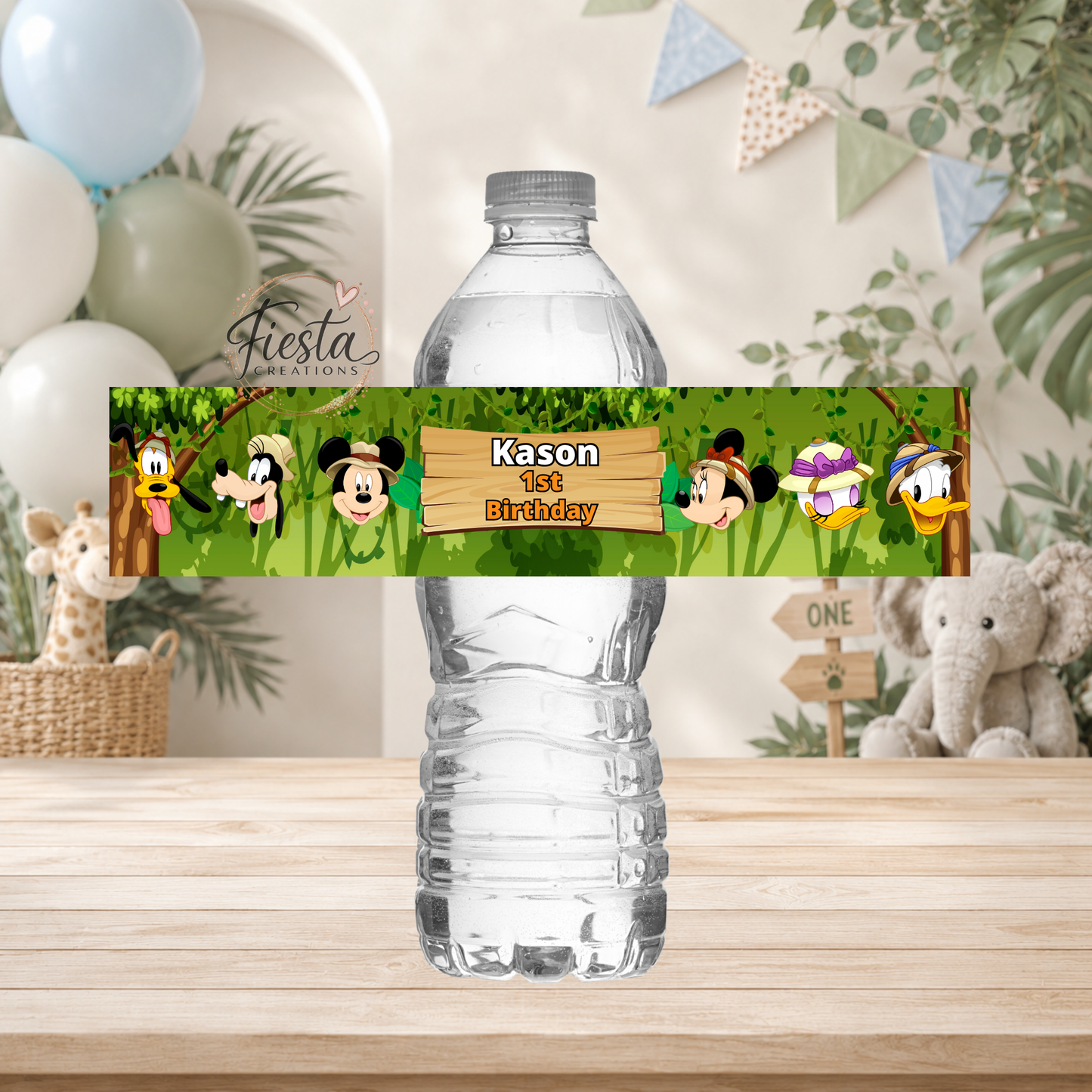 Safari Birthday Water Bottle Labels Template | Editable Canva Template |  Birthday Party Decorations
