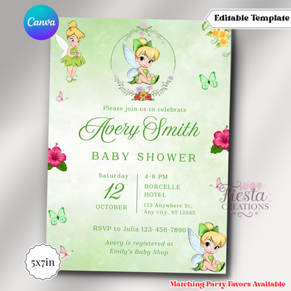 Fairy Baby Shower #3 | 5x7 Editable Template | Instant Download