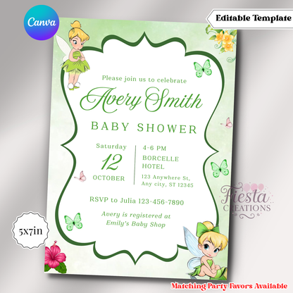 Fairy Baby Shower #2 | 5x7 Editable Template | Instant Download