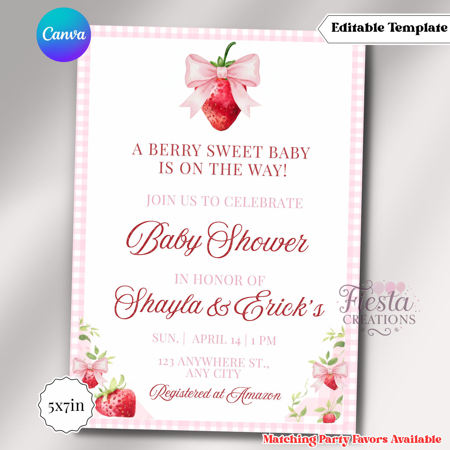 Berry Sweet |5x7 Editable Template | Instant Download
