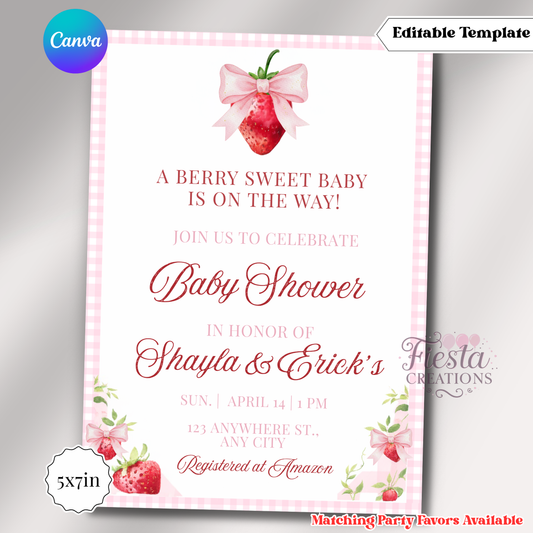 Berry Sweet |5x7 Editable Template | Instant Download