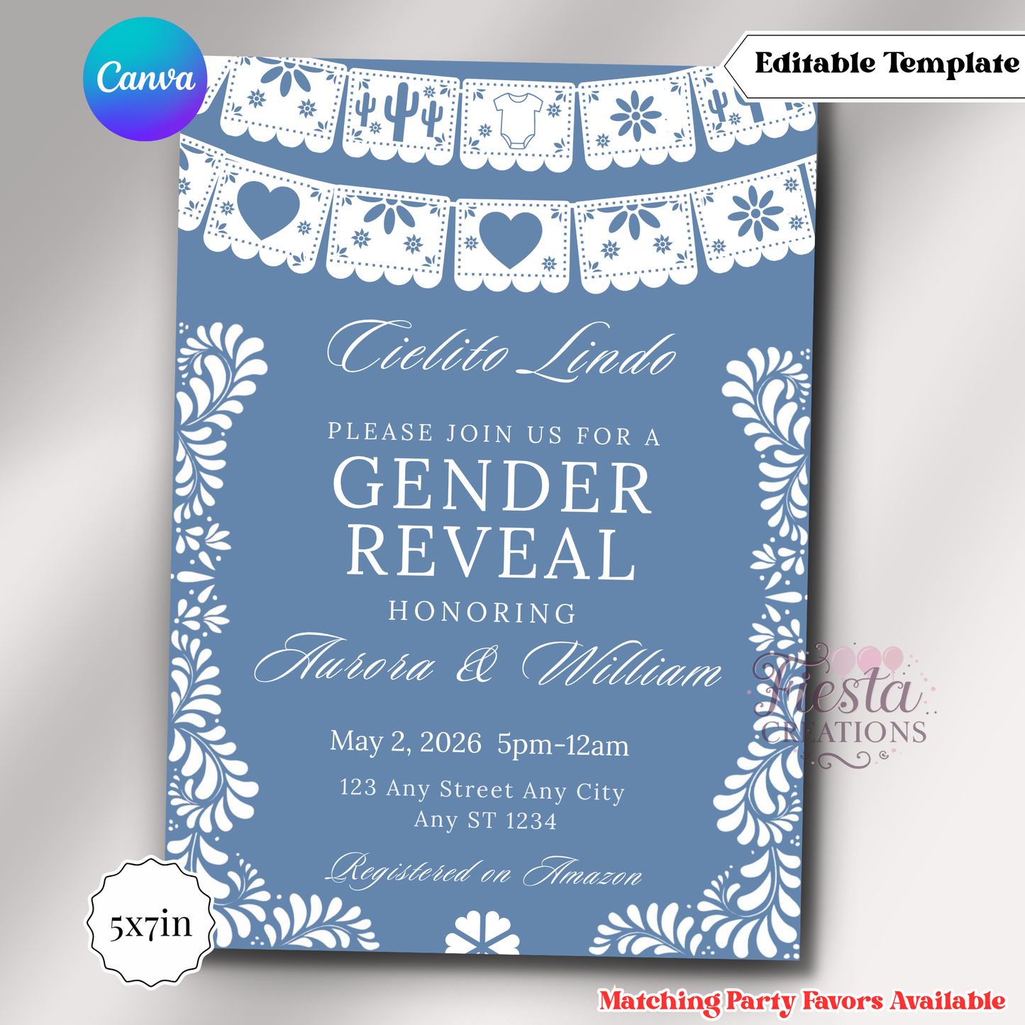 Cielito Lindo Blue |5x7 Editable Template | Instant Download