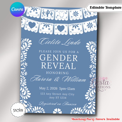 Cielito Lindo Blue |5x7 Editable Template | Instant Download
