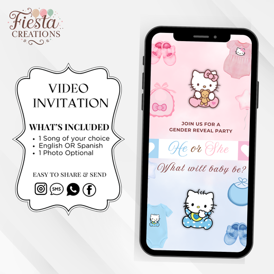 Gender Reveal Kitty Video Invitation